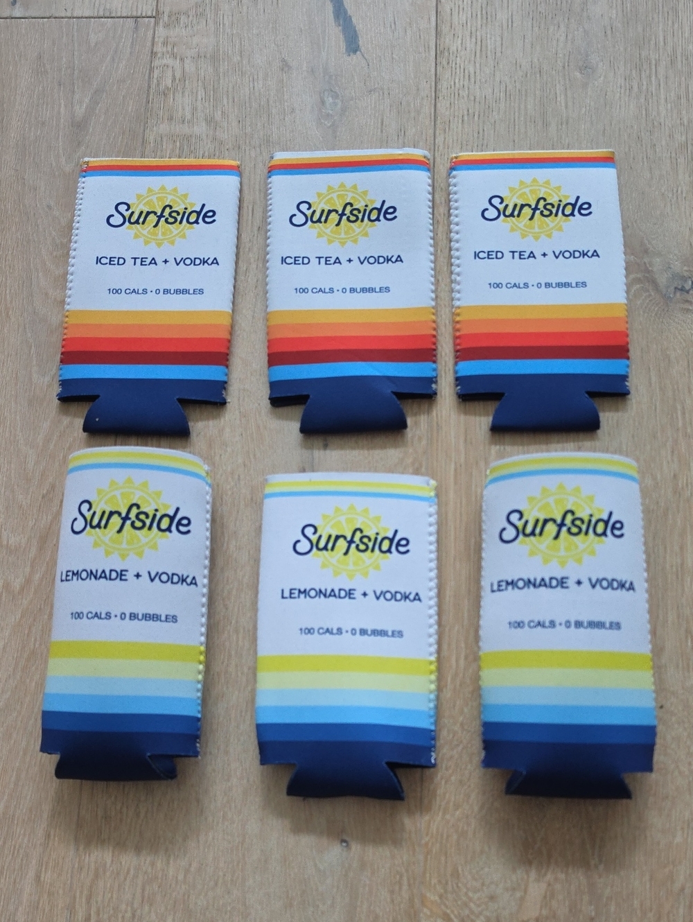 NWOT Surfside Reversible Tall Boy Can Coolers/Koozies Set Of Six (6)